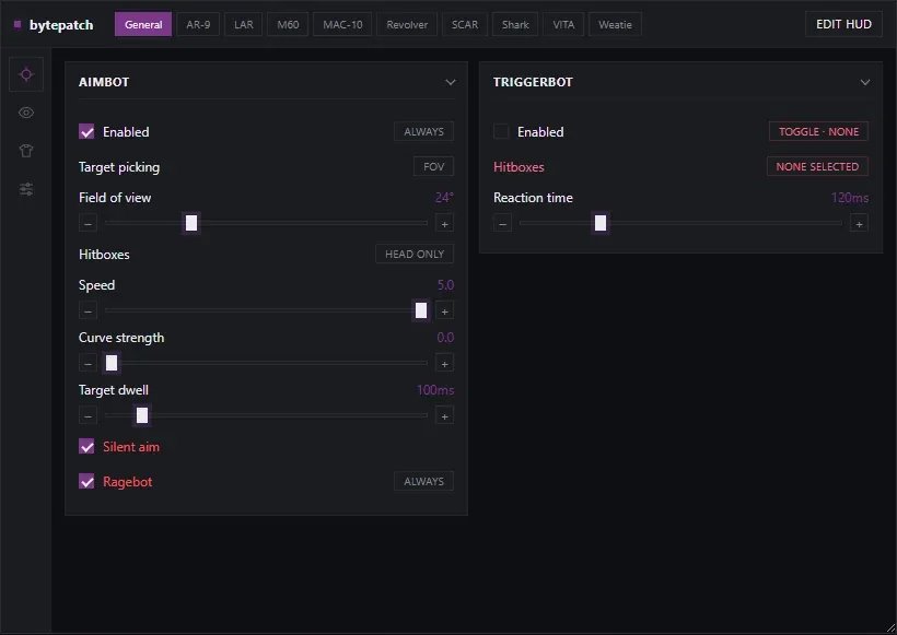 Aim tab